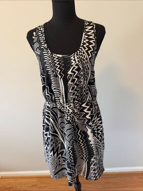 Mind Code Black and White Geometric Mini Dress